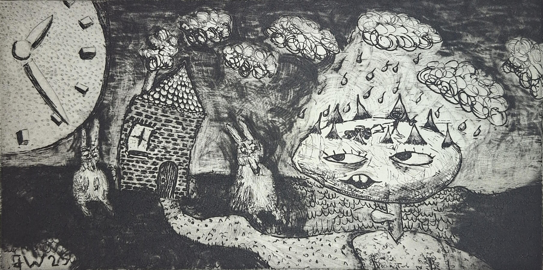 Running out of Time, 12.5x25cm, Radierung