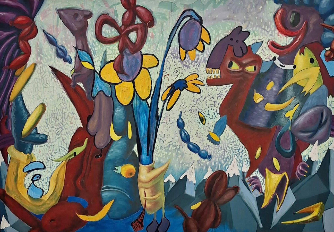 Clown Fiesta, 140x200cm, Oil on Canvas