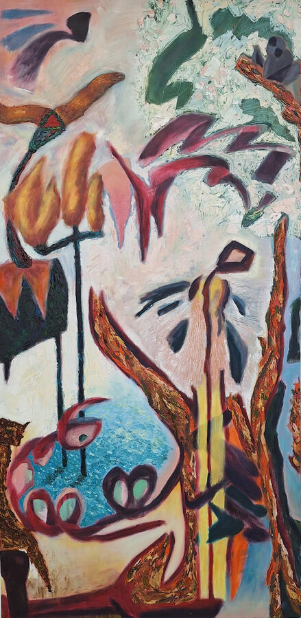 Dance of the Scarecrow, 150x75cm, Oil on Canvas