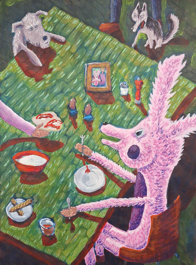 Breakfast, 60x42, Acrylic on Paper