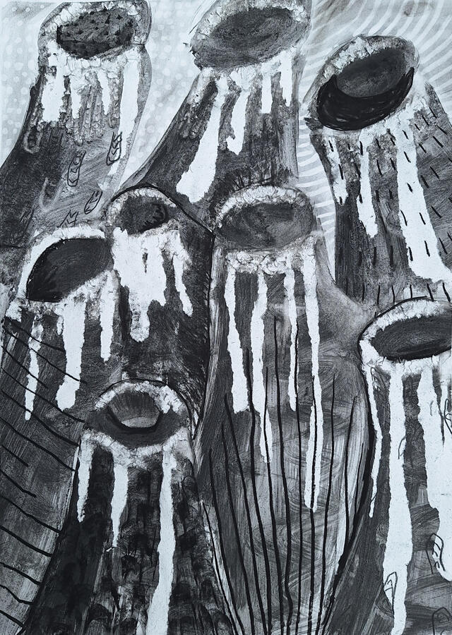 Volcanos, 60x42cm, Coal on Paper