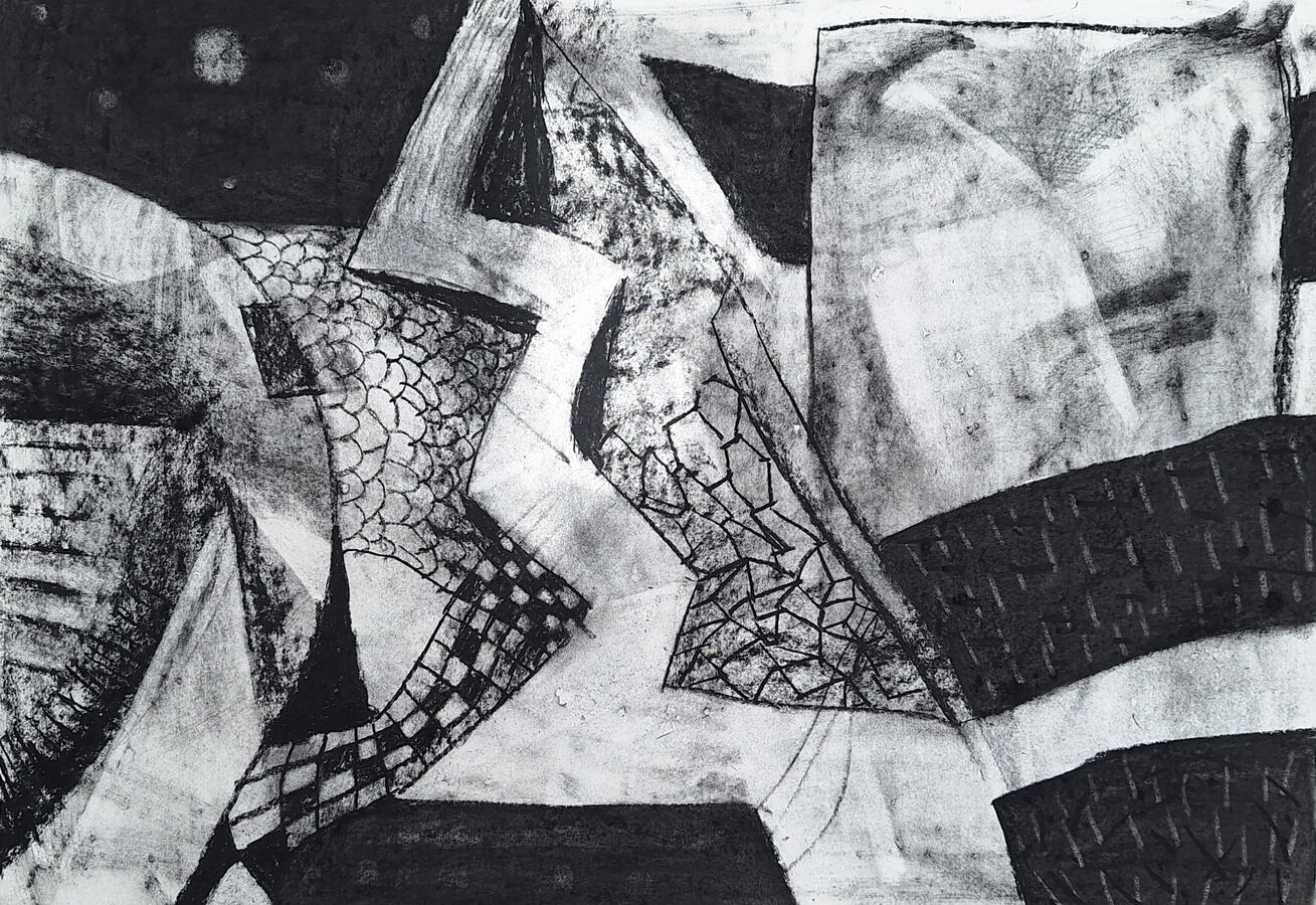 Cityscape, 42x60cm, Coal on Paper