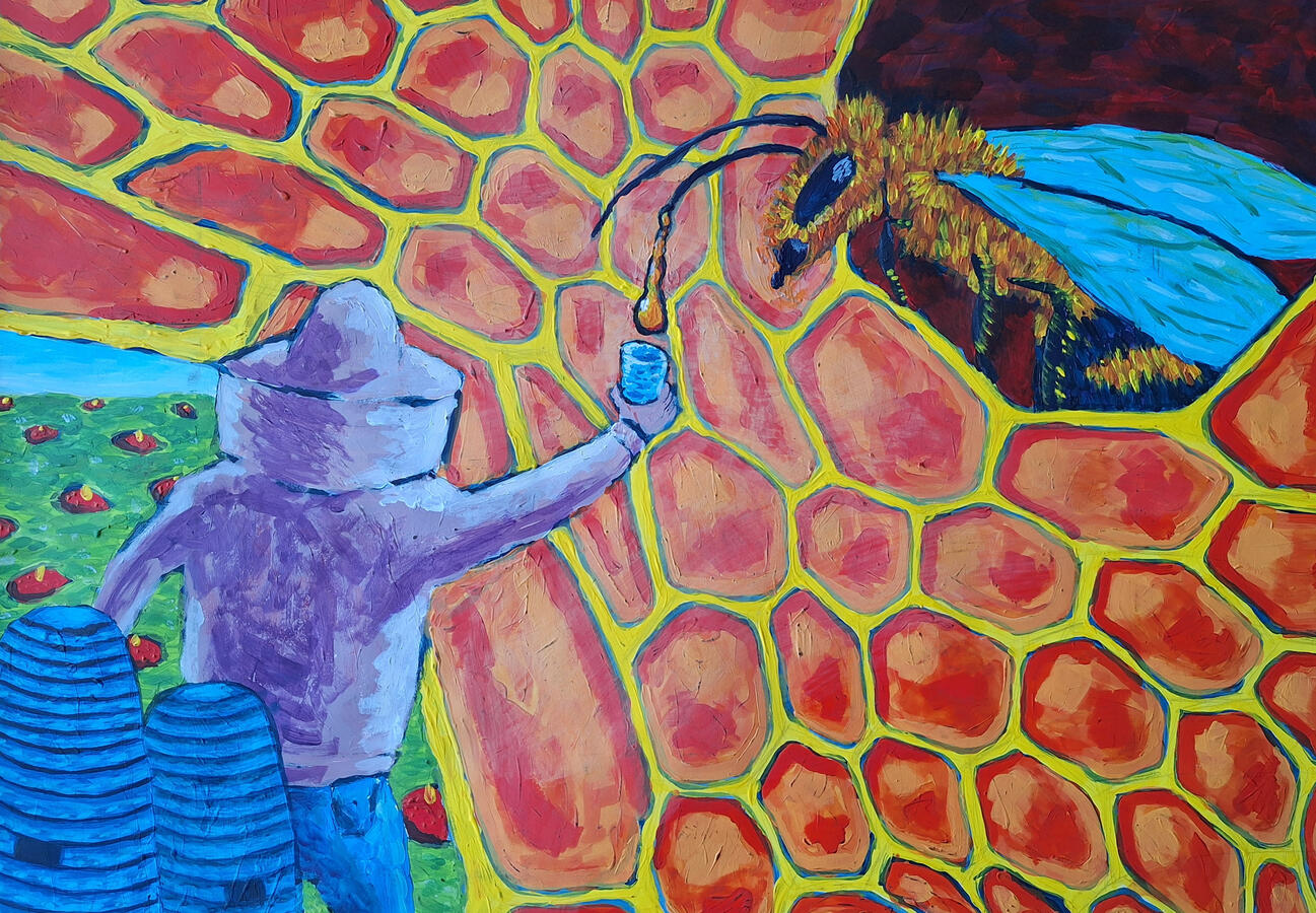 The Creation of Honey, 42x60cm, Acrylic on Paper